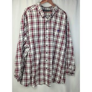 US Polo Assn Mens 3XL Plaid Button Down Shirt Burgundy White Long Sleeve XL Tall